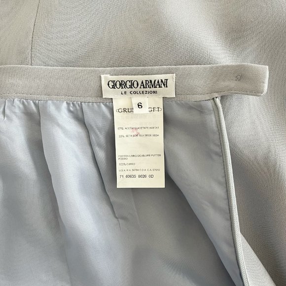 Giorgio Armani Le Collezioni Vintage Silk Blend Midi Pencil Skirt Blue - Picture 3 of 5